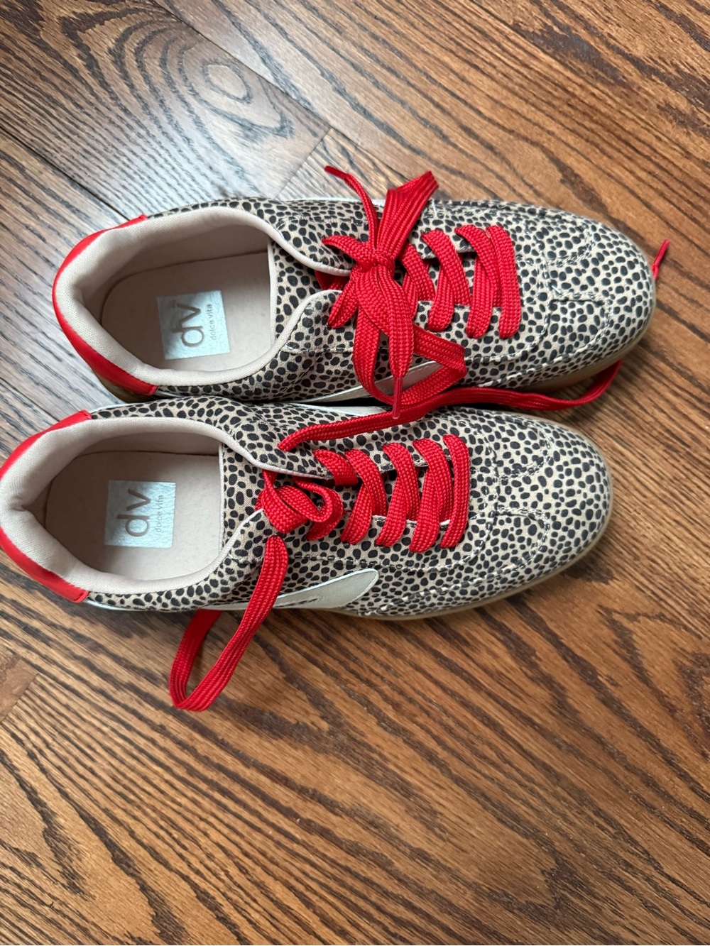 Leopard Print Athletic Sneakers with Red Laces